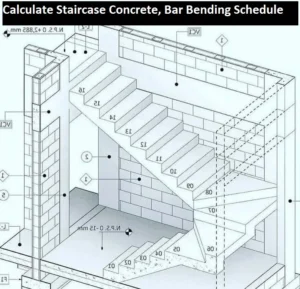 Calculate Staircase Concrete, Bar Bending Schedule, and Staircase Reinforcement Details.